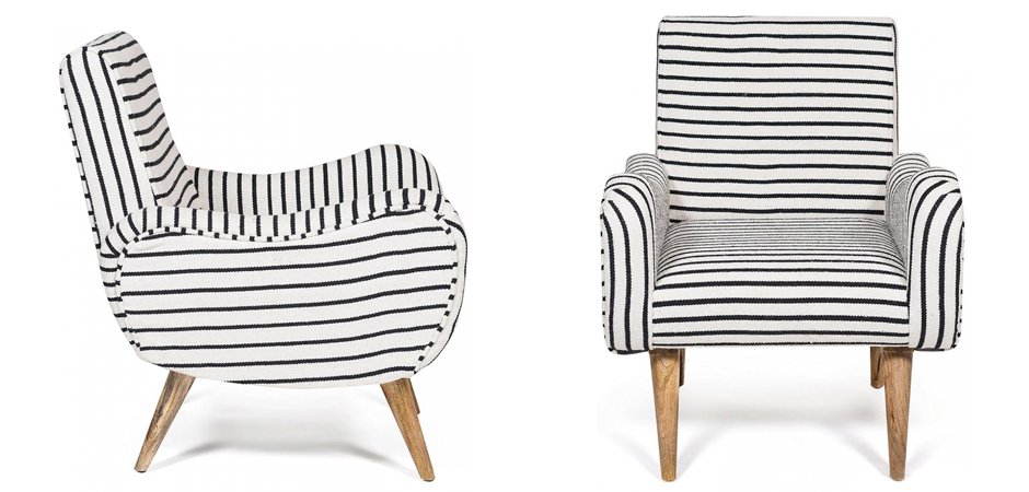Кресло с подлокотниками Black and White Stripes Кресло с подлокотниками Black and White Stripes - Loft-Concept в Костроме