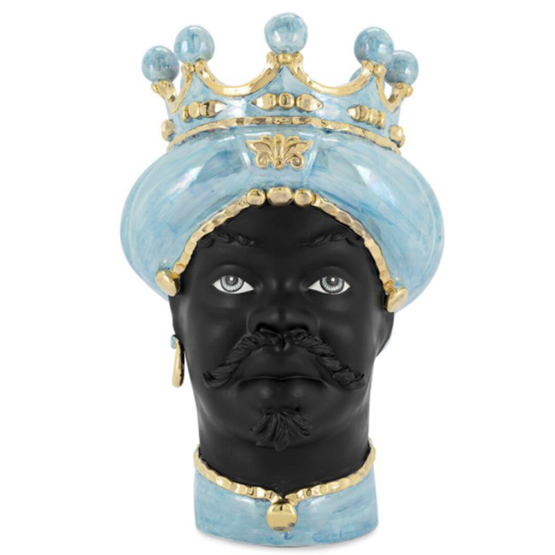 Ваза VASE MORO MAN MED. MOP blue Черный Светло-голубой Золотой Ваза VASE MORO MAN MED. MOP blue Черный Светло-голубой Золотой в Костроме | Loft Concept