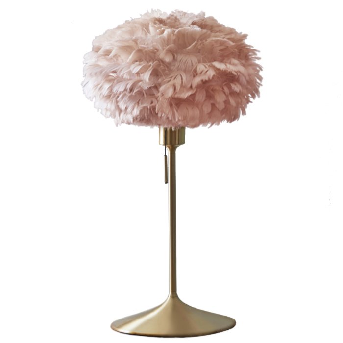 Настольная лампа из перьев Plumage Pink Розовый пастельный Белый Латунь Настольная лампа из перьев Plumage Pink Розовый пастельный Белый Латунь в Костроме | Loft Concept