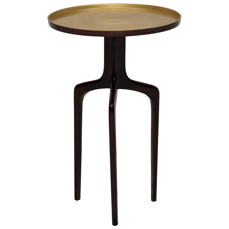 Приставной столик на трёх ножках Jose Tripod Coffee Table Коричневый Золотой Приставной столик на трёх ножках Jose Tripod Coffee Table Коричневый Золотой в Костроме | Loft Concept