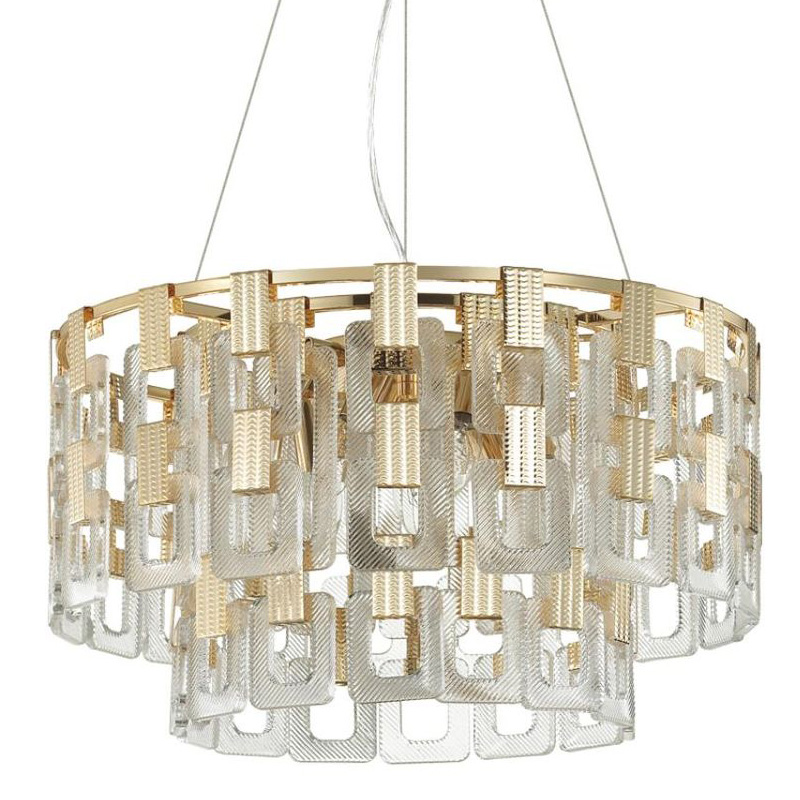 Люстра Ribbed Elements Pendant Round 52 Золотой Прозрачное Стекло Люстра Ribbed Elements Pendant Round 52 Золотой Прозрачное Стекло в Костроме | Loft Concept