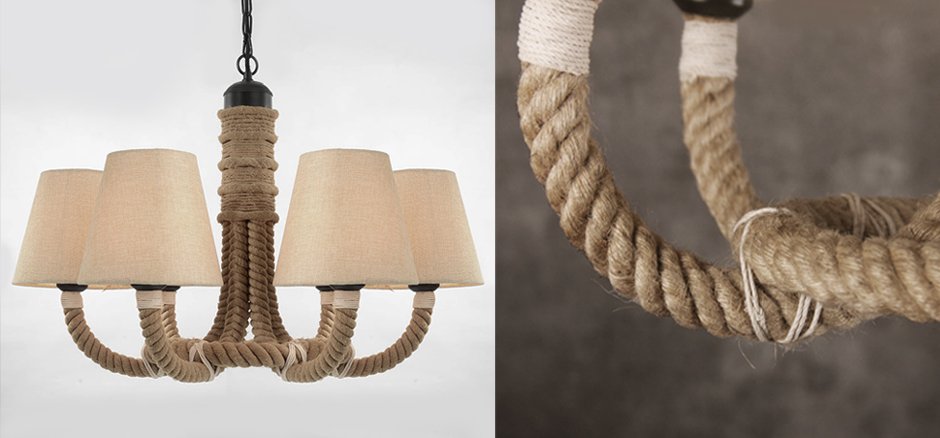 Люстра Rattan Chandelier Loft Rope Light Люстра Rattan Chandelier Loft Rope Light - Loft-Concept в Костроме