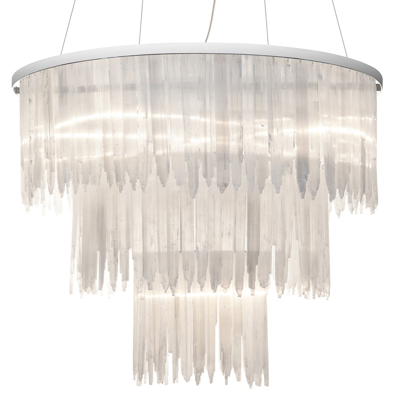 Люстра LAMP SELENITE ROUND chromium 85 Прозрачный белый Хром Люстра LAMP SELENITE ROUND chromium 85 Прозрачный белый Хром в Костроме | Loft Concept