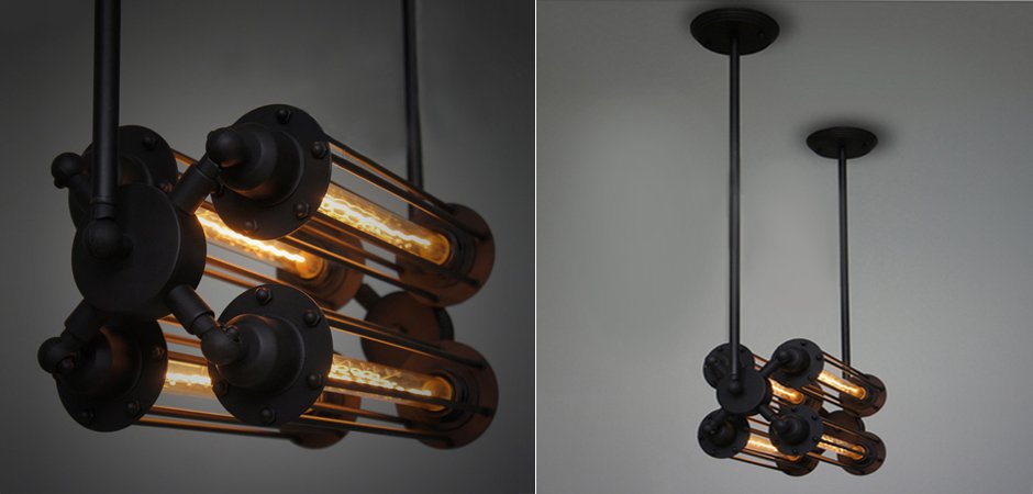 Подвесной светильник Loft Industrial Edison Cage Horizontal Quatro Подвесной светильник Loft Industrial Edison Cage Horizontal Quatro - Loft-Concept в Костроме