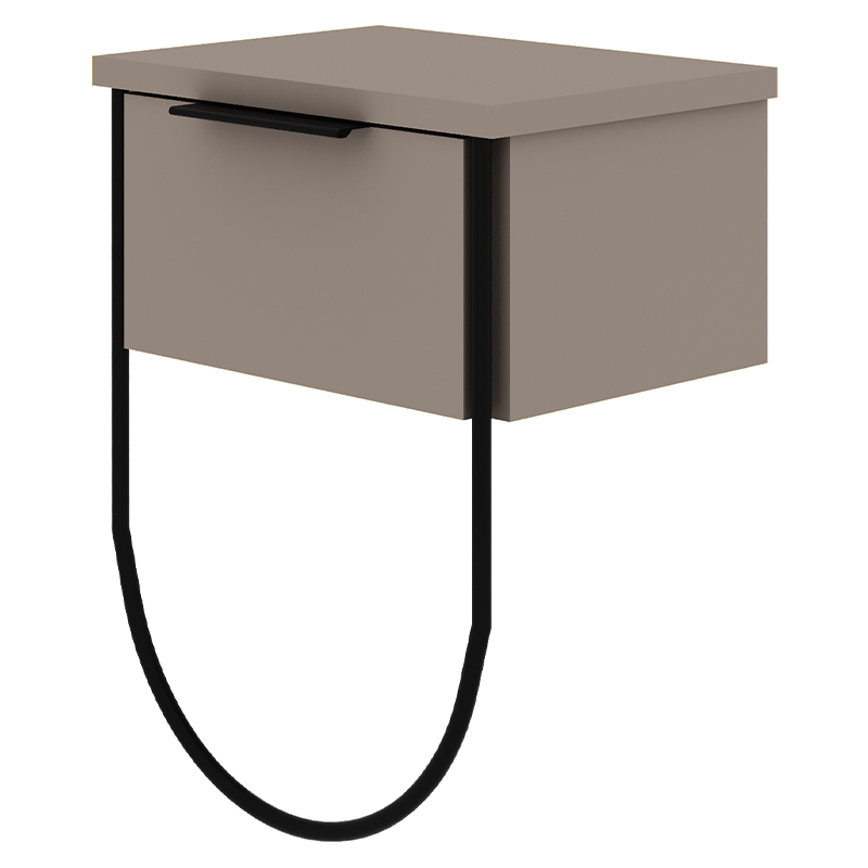 Прикроватная тумба бежево-серого цвета с откидной дверцей NORFOLK NIGHTSTAND LIGHT MOCHA Бежево-серый Черный Прикроватная тумба бежево-серого цвета с откидной дверцей NORFOLK NIGHTSTAND LIGHT MOCHA Бежево-серый Черный в Костроме | Loft Concept