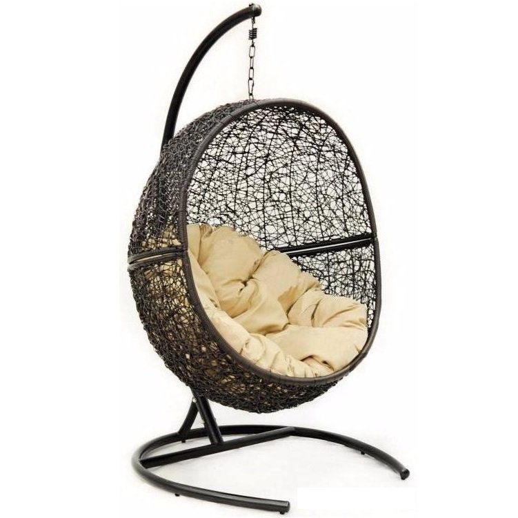 Подвесное уличное кресло Egg Cage Коричневый Кремовый Подвесное уличное кресло Egg Cage Коричневый Кремовый в Костроме | Loft Concept