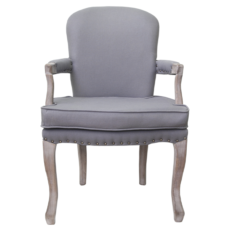 Кресло Aubrey Classical Armchair grey flax Серый Коричневый Кресло Aubrey Classical Armchair grey flax Серый Коричневый в Костроме | Loft Concept