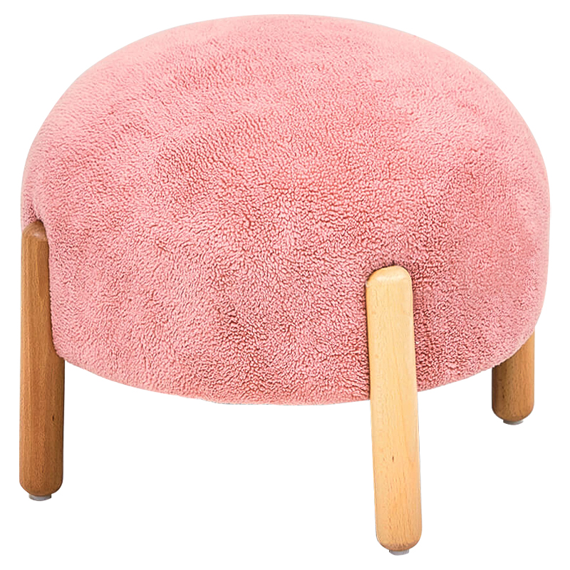 Пуф круглый на деревянных ножках Ralfie Pouf Pink Розовый Древесина Пуф круглый на деревянных ножках Ralfie Pouf Pink Розовый Древесина в Костроме | Loft Concept
