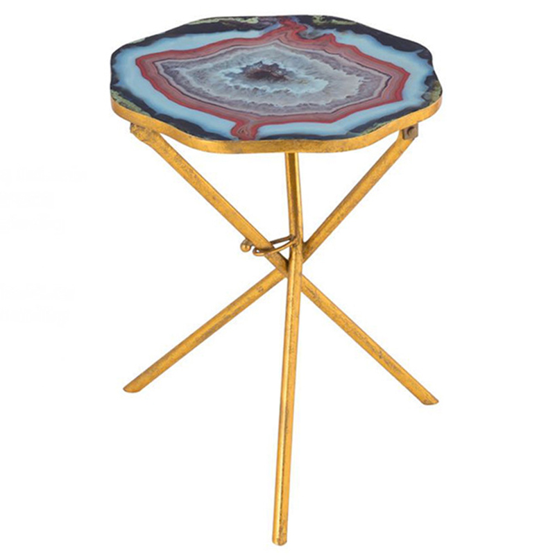 Приставной стол Agate Design Red Gold Side Table Золотой Мульти Приставной стол Agate Design Red Gold Side Table Золотой Мульти в Костроме | Loft Concept