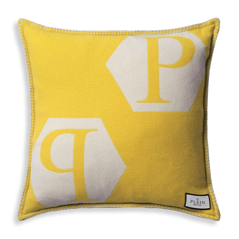 Подушка Philipp Plein Cushion Cashmere Yellow Желтый Белый Подушка Philipp Plein Cushion Cashmere Yellow Желтый Белый в Костроме | Loft Concept