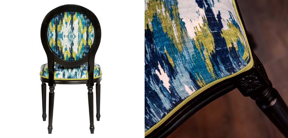 Мягкий стул с сине-зеленым узором Ikat Pattern Мягкий стул с сине-зеленым узором Ikat Pattern - Loft-Concept в Костроме