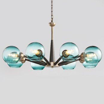 Люстра Thalia chandelier Blue glass Золотой Светло-голубой Черный Люстра Thalia chandelier Blue glass Золотой Светло-голубой Черный в Костроме | Loft Concept