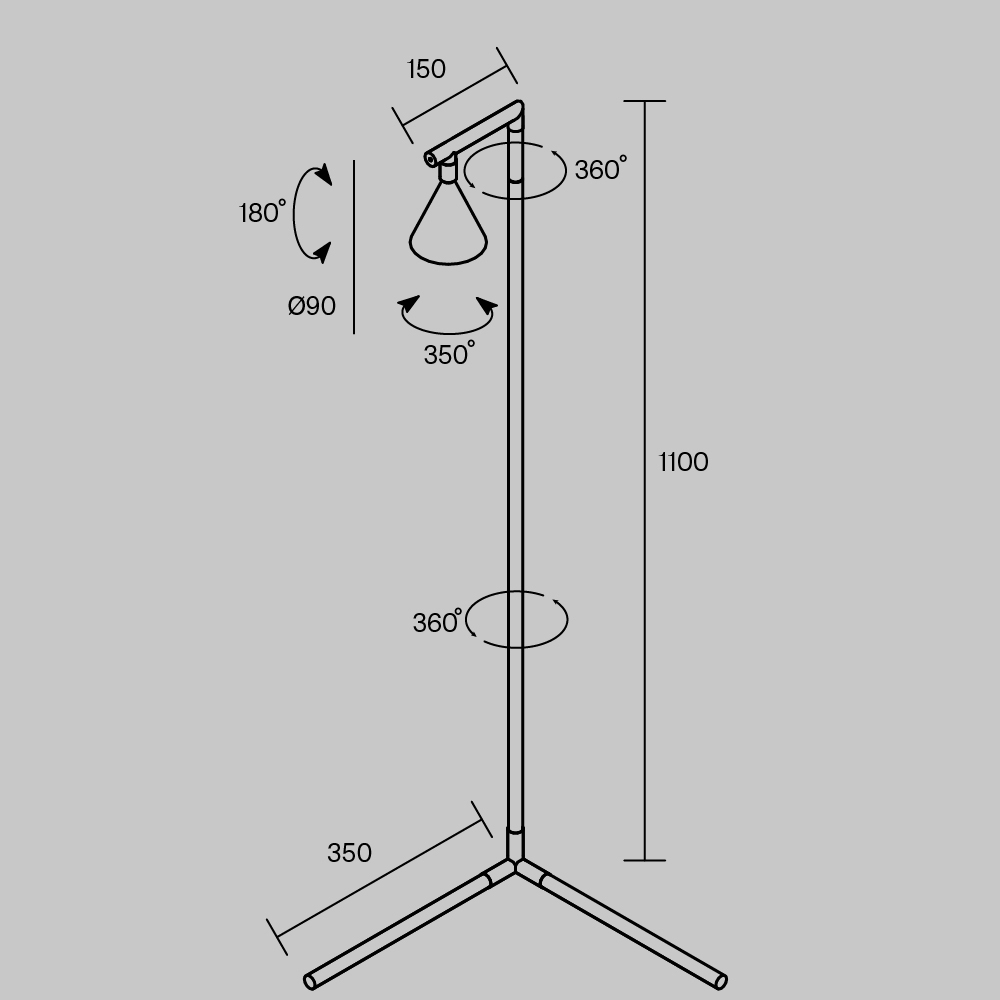 Напольный торшер светодионый Stripe 3000К 20Вт в Костроме