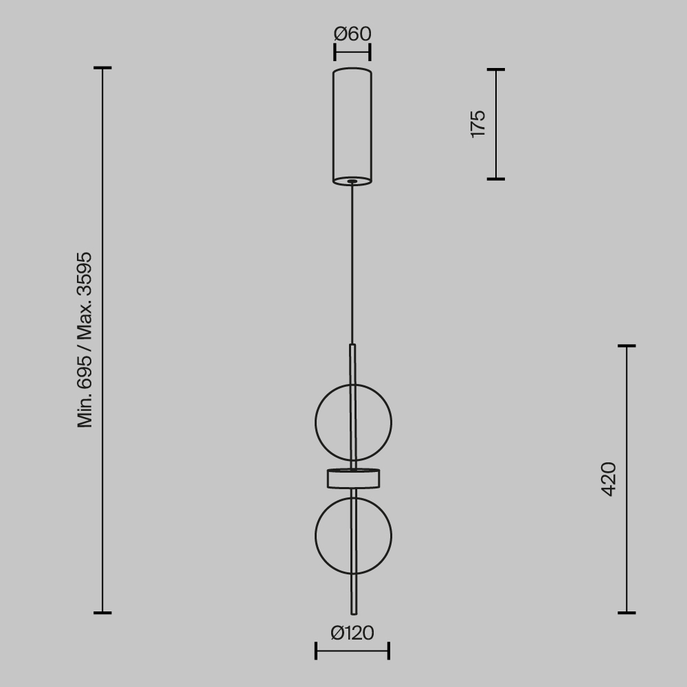 Подвесной светильник с плафоном из стекла с зеркальным градиентом Double Moon в Костроме