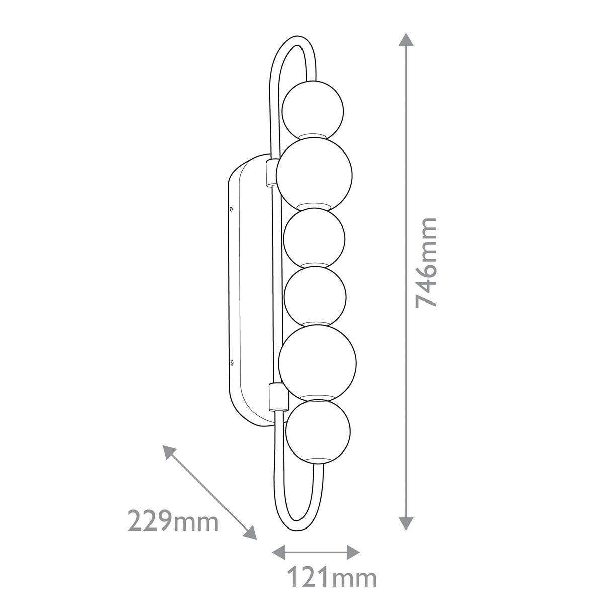 Бра цвета латунь с 6-ю рифлеными плафонами шаровидной формы Alora в Костроме