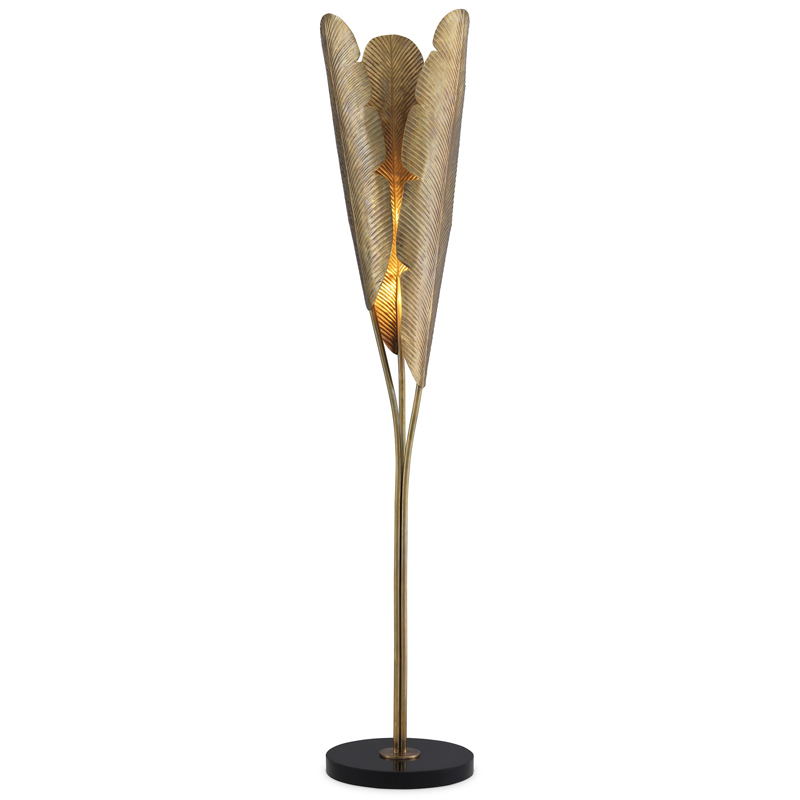 Торшер Eichholtz Floor Lamp Plantain Винтажная латунь Черный Торшер Eichholtz Floor Lamp Plantain Винтажная латунь Черный в Костроме | Loft Concept