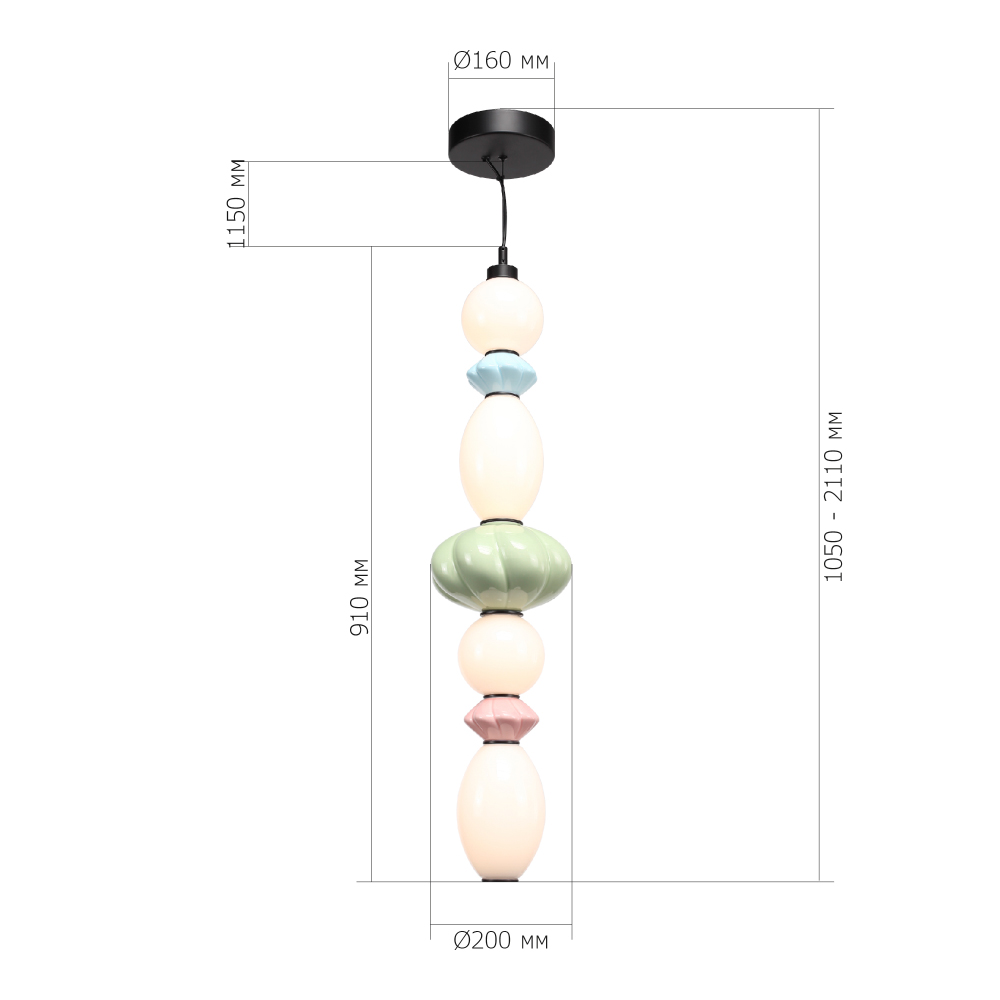 Подвесной светильник фигурный с керамическими элементами 32W LED Fragrant Light в Костроме