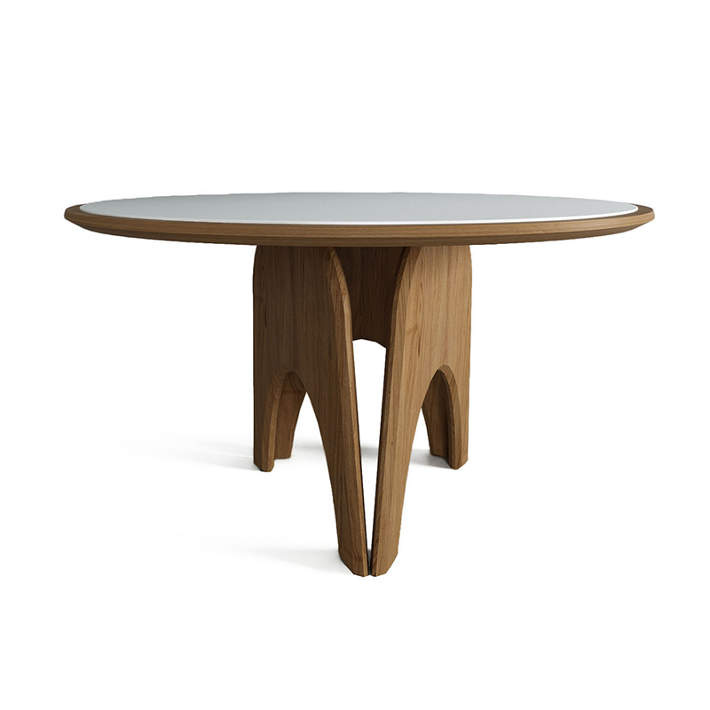Обеденный круглый стол из дерева со столешницей из камня Pelican Dinner Table Древесина Белый Обеденный круглый стол из дерева со столешницей из камня Pelican Dinner Table Древесина Белый в Костроме | Loft Concept