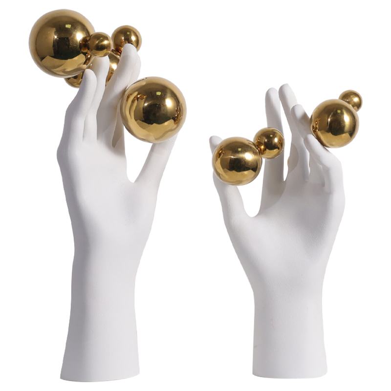 Декоративная статуэтка Hand with Spheres Statuette Белый Глянцевое золото Декоративная статуэтка Hand with Spheres Statuette Белый Глянцевое золото в Костроме | Loft Concept
