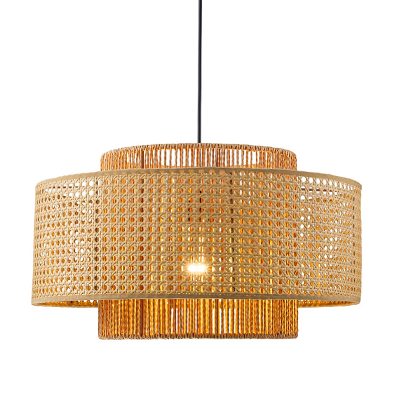 Подвесной светильник с абажуром из плтеного бамбука Light Inside the Cell Бежевый Черный в Костроме | Loft Concept 