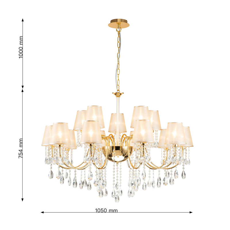 Двухъярусная люстра золотого цвета с хрустальным декором Dainty Light Двухъярусная люстра золотого цвета с хрустальным декором Dainty Light в Костроме