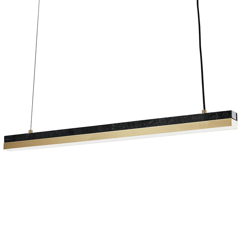 Линейный подвесной светильник Dominik Marble Linear Hanging Lamp Черный Мрамор Nero Золотой Линейный подвесной светильник Dominik Marble Linear Hanging Lamp Черный Мрамор Nero Золотой в Костроме | Loft Concept