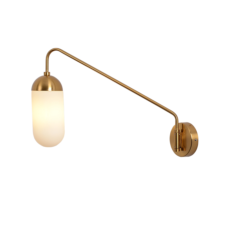 Бра Pelle Sconce, Long Gooseneck Clear Shade Латунь Белый в Костроме | Loft Concept 
