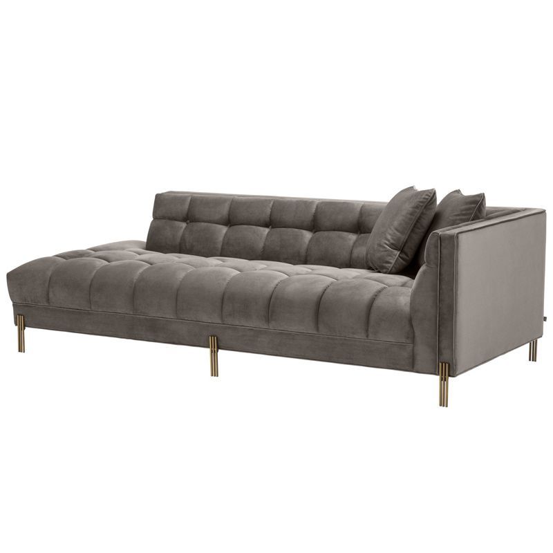 Кушетка Eichholtz Lounge Sofa Sienna Right Серый Матовая латунь Кушетка Eichholtz Lounge Sofa Sienna Right Серый Матовая латунь в Костроме | Loft Concept
