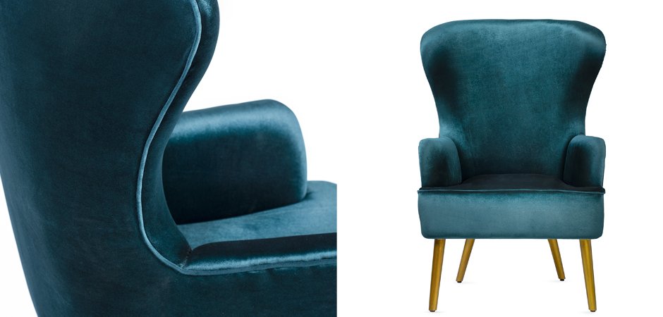 Кресло Wingback Dining Chair turquoise velor Кресло Wingback Dining Chair turquoise velor - Loft-Concept в Костроме