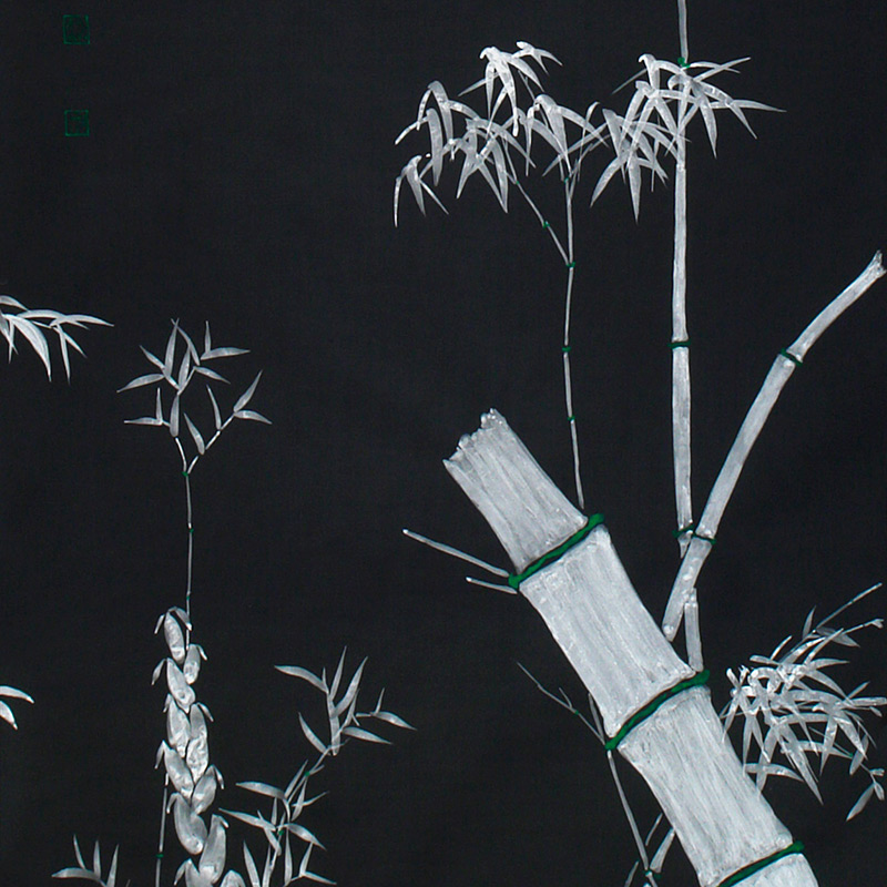 Обои ручная роспись Bamboo Argent on Pitch dyed silk Обои ручная роспись Bamboo Argent on Pitch dyed silk в Костроме | Loft Concept