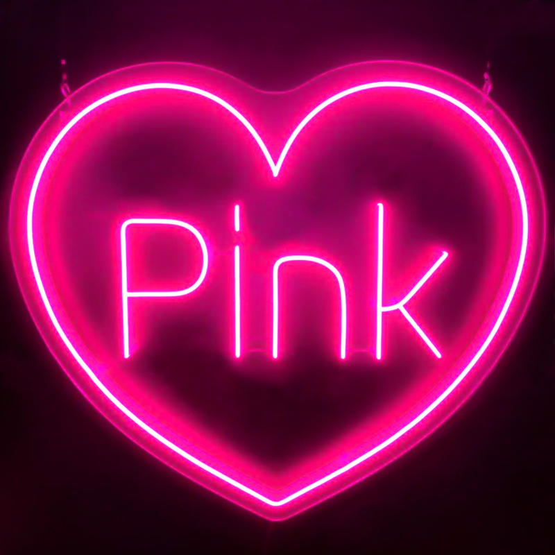 Неоновая настенная лампа Pink Heart Neon Wall Lamp Розовый Прозрачный Неоновая настенная лампа Pink Heart Neon Wall Lamp Розовый Прозрачный в Костроме | Loft Concept