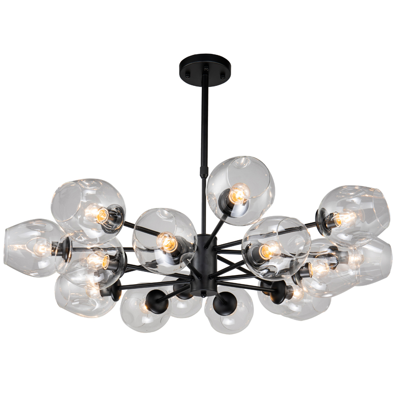 Люстра Branching Bubble Chandelier black 16 Черный Прозрачный Люстра Branching Bubble Chandelier black 16 Черный Прозрачный в Костроме | Loft Concept