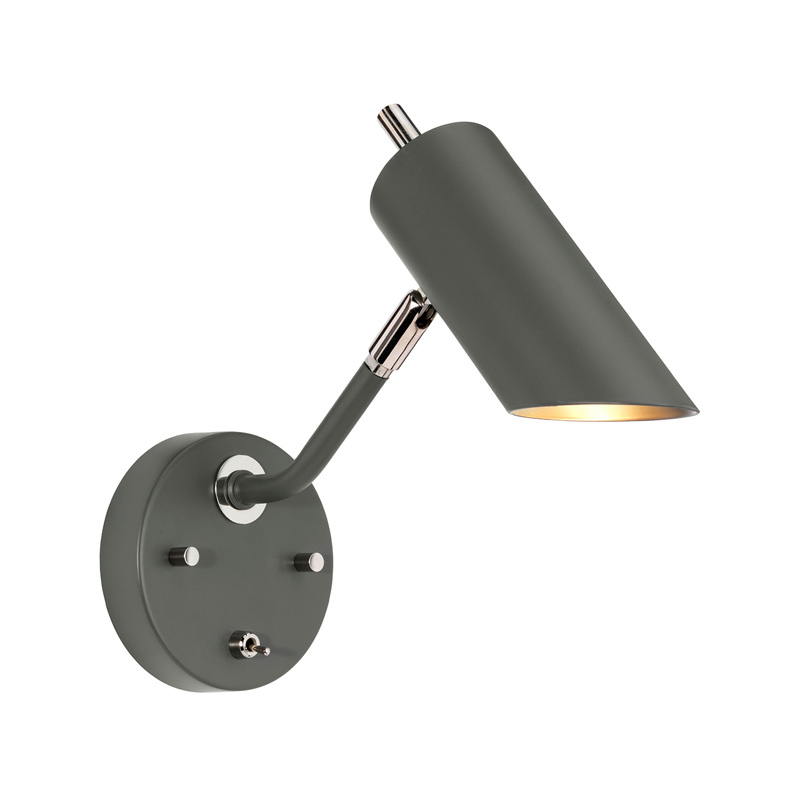 Бра с цилиндрическим плафоном и круглым основанием с выключателем Elstead Lighting Никель Серый в Костроме | Loft Concept 