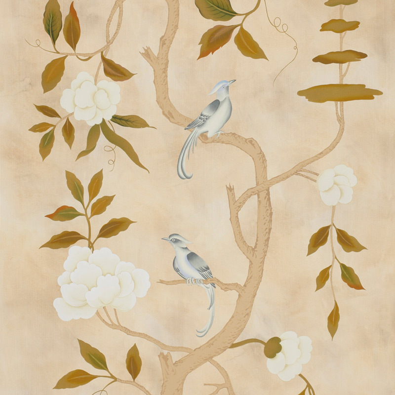 Обои ручная роспись Gustavian Tree of Life Special Colourway on Edo custom white painted silk Обои ручная роспись Gustavian Tree of Life Special Colourway on Edo custom white painted silk в Костроме | Loft Concept
