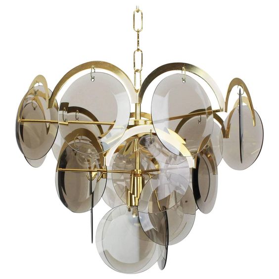 Люстра 1960S VISTOSI SMOKED GLASS DISC CHANDELIER Золотой Стекло Смок Люстра 1960S VISTOSI SMOKED GLASS DISC CHANDELIER Золотой Стекло Смок в Костроме | Loft Concept