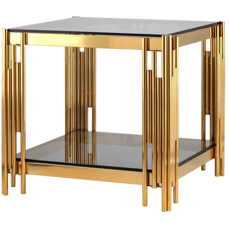 Стол приставной Collection ACCORD Gold Глянцевое золото Стекло Смок Стол приставной Collection ACCORD Gold Глянцевое золото Стекло Смок в Костроме | Loft Concept