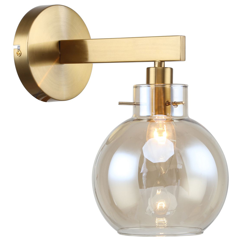 Бра с плафоном коньячного цвета Carmella Globe Brass Латунь Коньяк Бра с плафоном коньячного цвета Carmella Globe Brass Латунь Коньяк в Костроме | Loft Concept