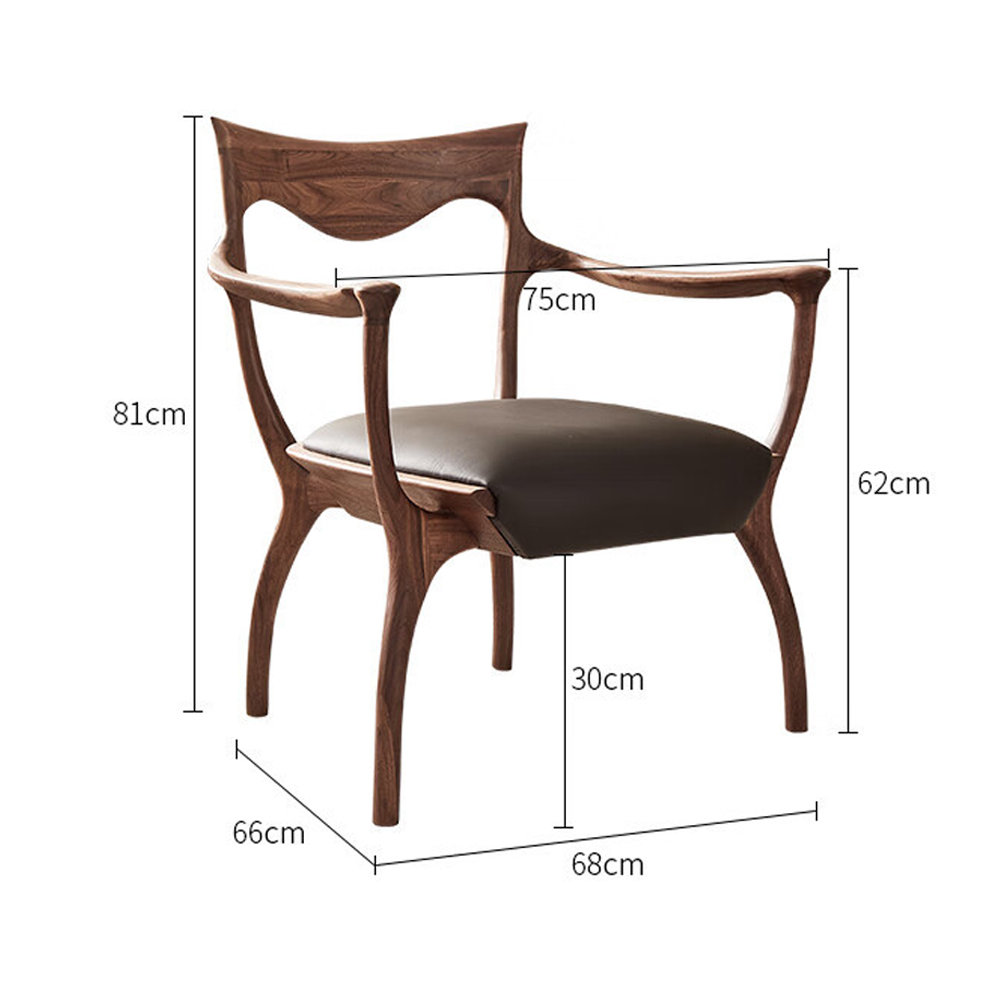 Стул деревянный с мягким сиденьем из коричневой натуральной кожи Moon Walnut Furniture Стул деревянный с мягким сиденьем из коричневой натуральной кожи Moon Walnut Furniture в Костроме