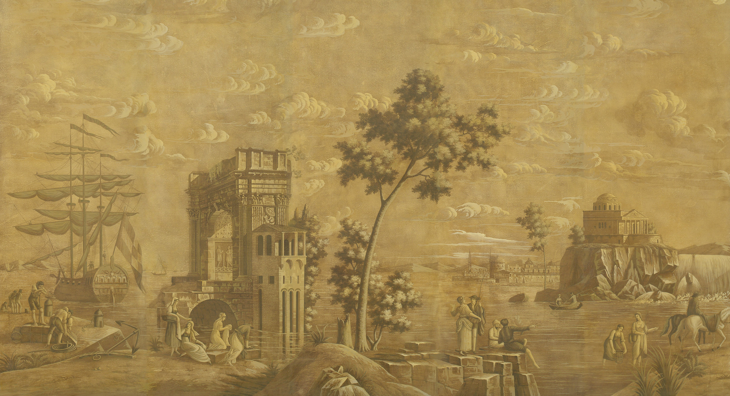 Обои ручная роспись Views of Italy Sepia Обои ручная роспись Views of Italy Sepia - постер Loft-Concept в Костроме