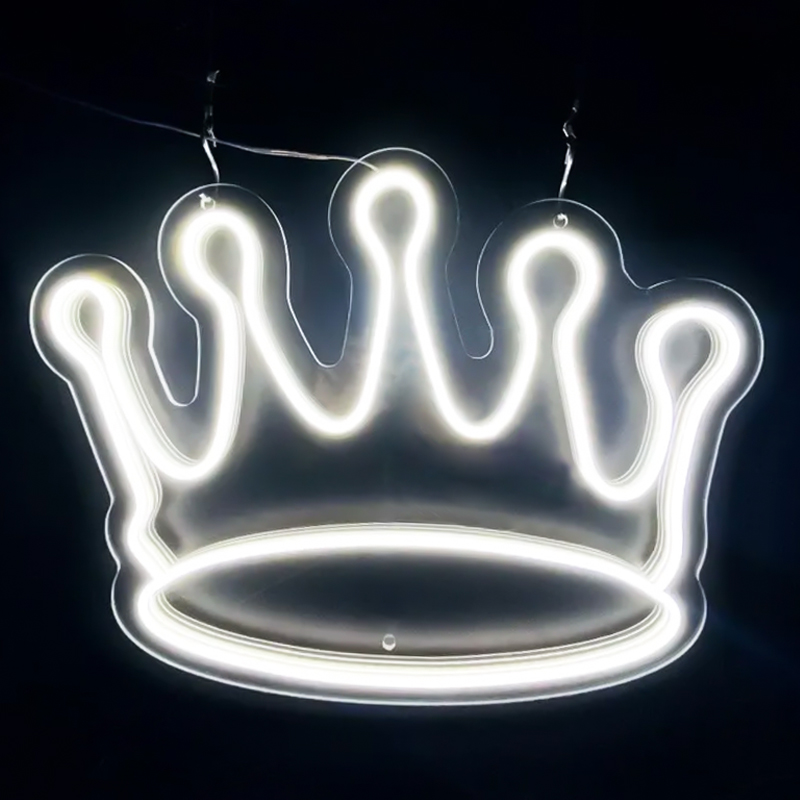 Неоновая настенная лампа Crown Neon Wall Lamp Белый Прозрачный Неоновая настенная лампа Crown Neon Wall Lamp Белый Прозрачный в Костроме | Loft Concept