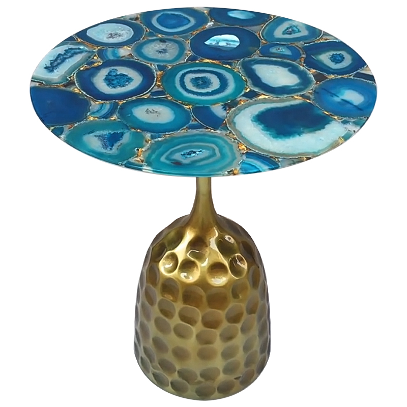 Приставной стол Cluster Surface Blue Agate Side Table Латунь Синий Бирюзовый Приставной стол Cluster Surface Blue Agate Side Table Латунь Синий Бирюзовый в Костроме | Loft Concept