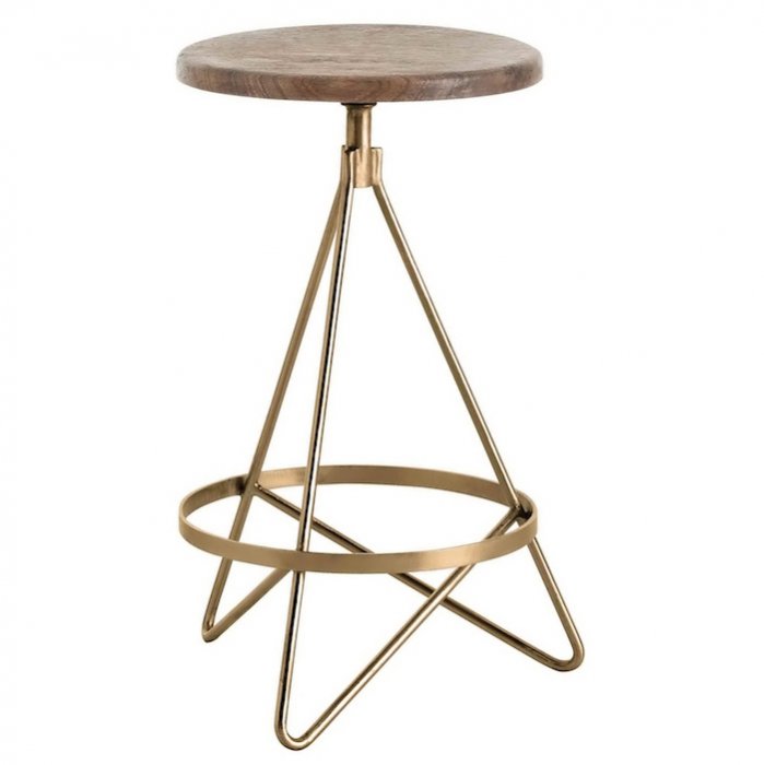 Барный стул Industrial Vintage Brass Iron Swivel Bar Stool Золотой Коричневый Барный стул Industrial Vintage Brass Iron Swivel Bar Stool Золотой Коричневый в Костроме | Loft Concept