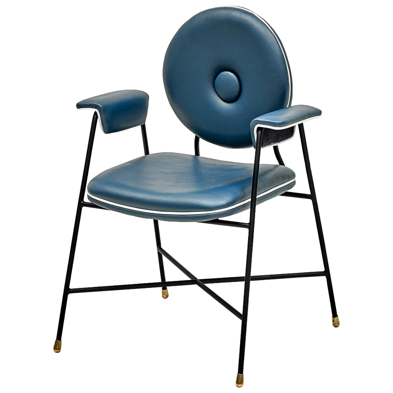 Стул с подлокотниками Oliver Chair II Черный Синий Стул с подлокотниками Oliver Chair II Черный Синий в Костроме | Loft Concept
