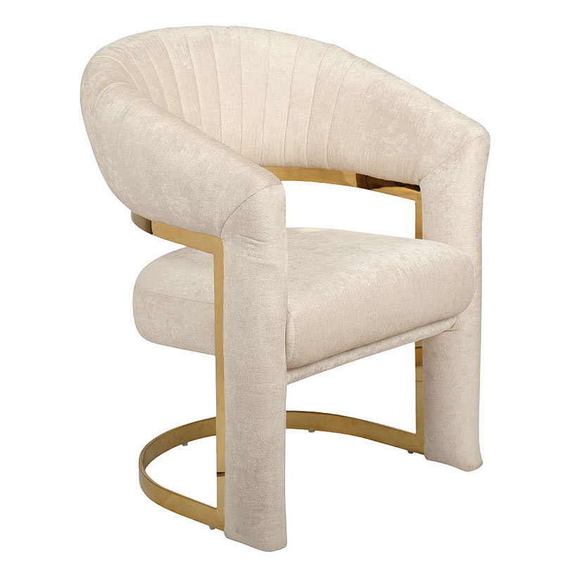 Полукресло Valbonne Chair cream velour Кремовый Глянцевое золото Полукресло Valbonne Chair cream velour Кремовый Глянцевое золото в Костроме | Loft Concept