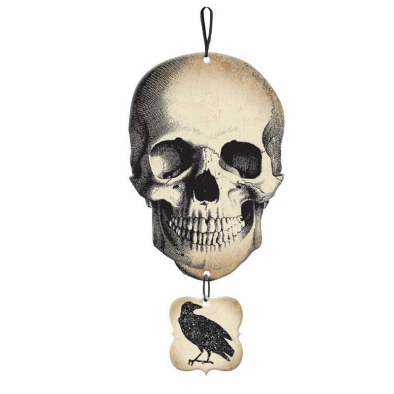 Аксессуар HALLOWEEN Hanging Skull Серый Черный Аксессуар HALLOWEEN Hanging Skull Серый Черный в Костроме | Loft Concept