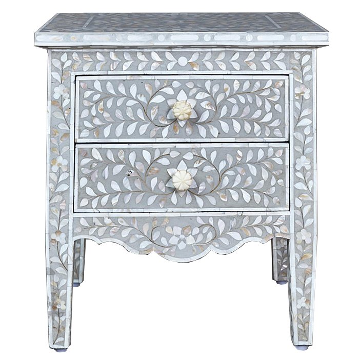 Комод инкрустация перламутром Inlaid Bone Openwork Gray Серый Белый Серый Комод инкрустация перламутром Inlaid Bone Openwork Gray Серый Белый Серый в Костроме | Loft Concept