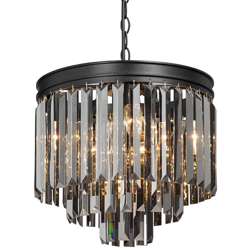 Люстра ODEON Gray glass 3-TIER Black Серое стекло D 36 Черный матовый Люстра ODEON Gray glass 3-TIER Black Серое стекло D 36 Черный матовый в Костроме | Loft Concept