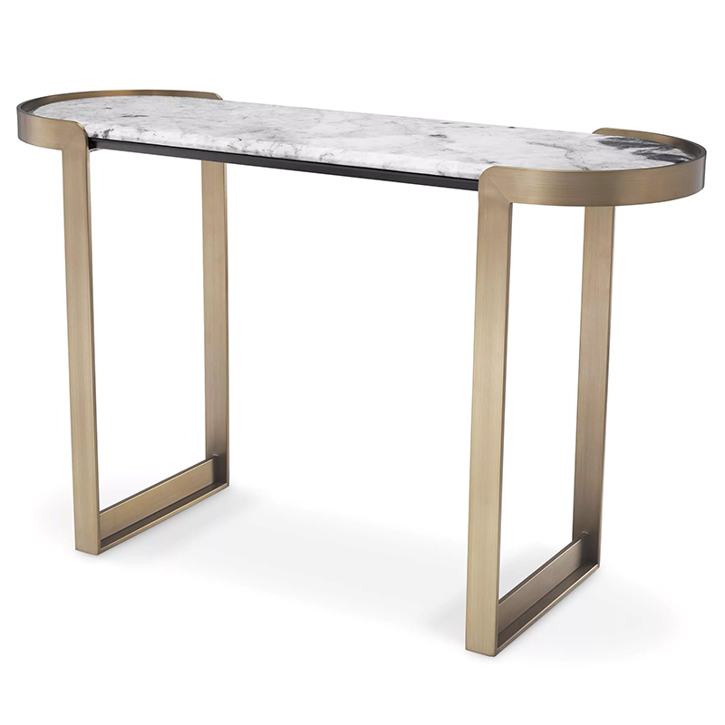 Консоль Eichholtz Console Table Fabio Латунь Белый Мрамор Bianco Консоль Eichholtz Console Table Fabio Латунь Белый Мрамор Bianco в Костроме | Loft Concept