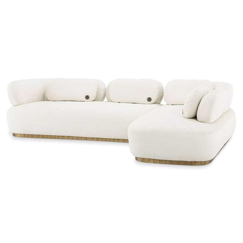 Диван Philipp Plein Sofa Signature Lounge Белый Белый Золотой Диван Philipp Plein Sofa Signature Lounge Белый Белый Золотой в Костроме | Loft Concept