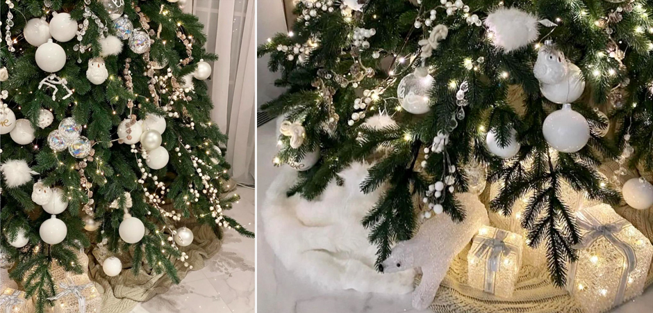 Дизайнерская Елка с Белым Декором Christmas Tree White Balls Дизайнерская Елка с Белым Декором Christmas Tree White Balls - Loft-Concept в Костроме